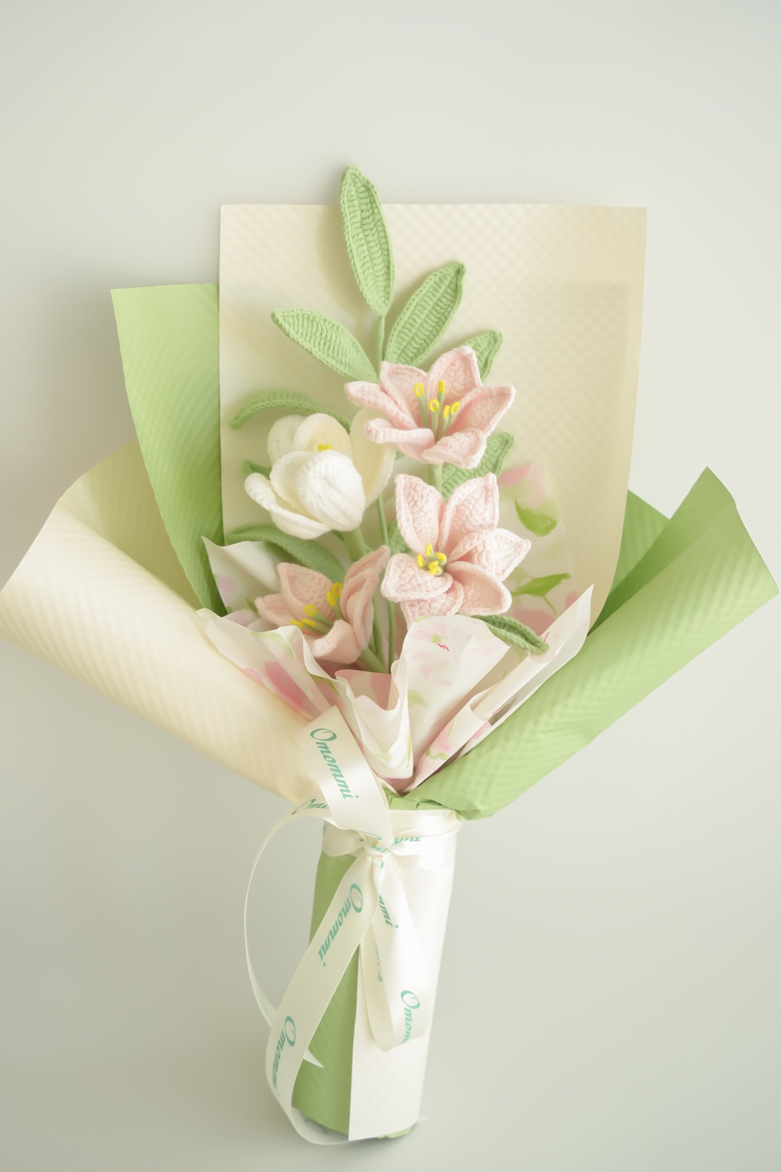 Handmade Crochet Pink Lily Bouquet | Forever Flower Gift | OMOMMI
