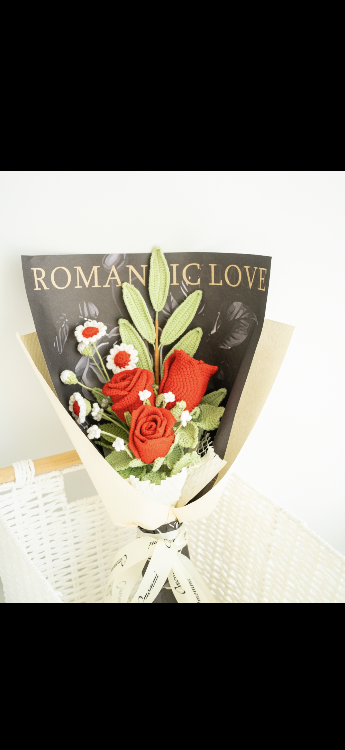 Red Crochet Rose Bouquet | Handmade Romantic Flower Arrangement Gift