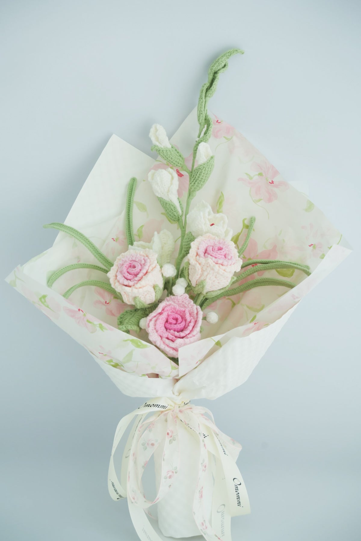 Handmade Crochet Roselle Rose Bouquet – Soft Pink Floral Gift
