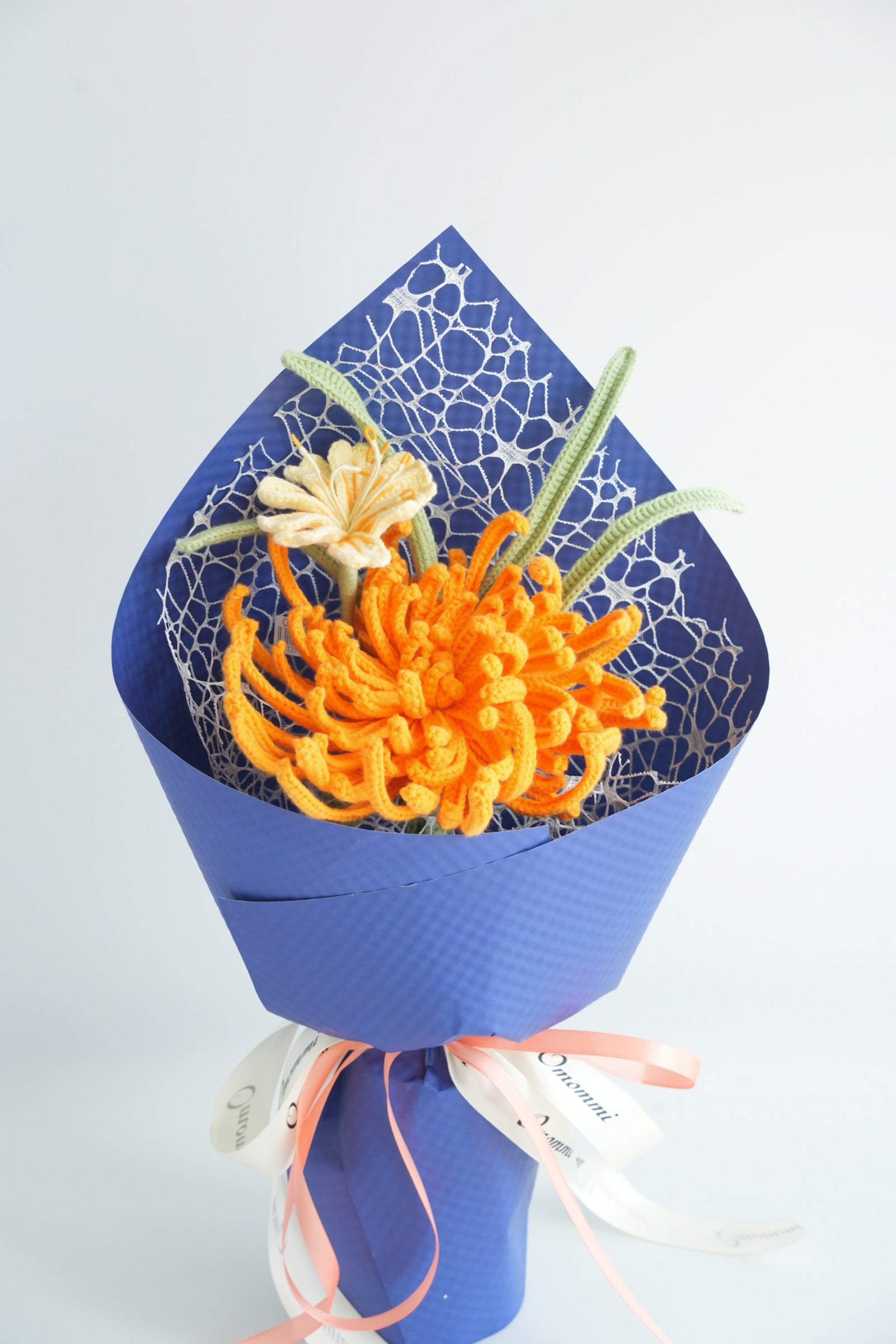 Orange Chrysanthemum Crochet Bouquet | Handmade Everlasting Floral Arrangement