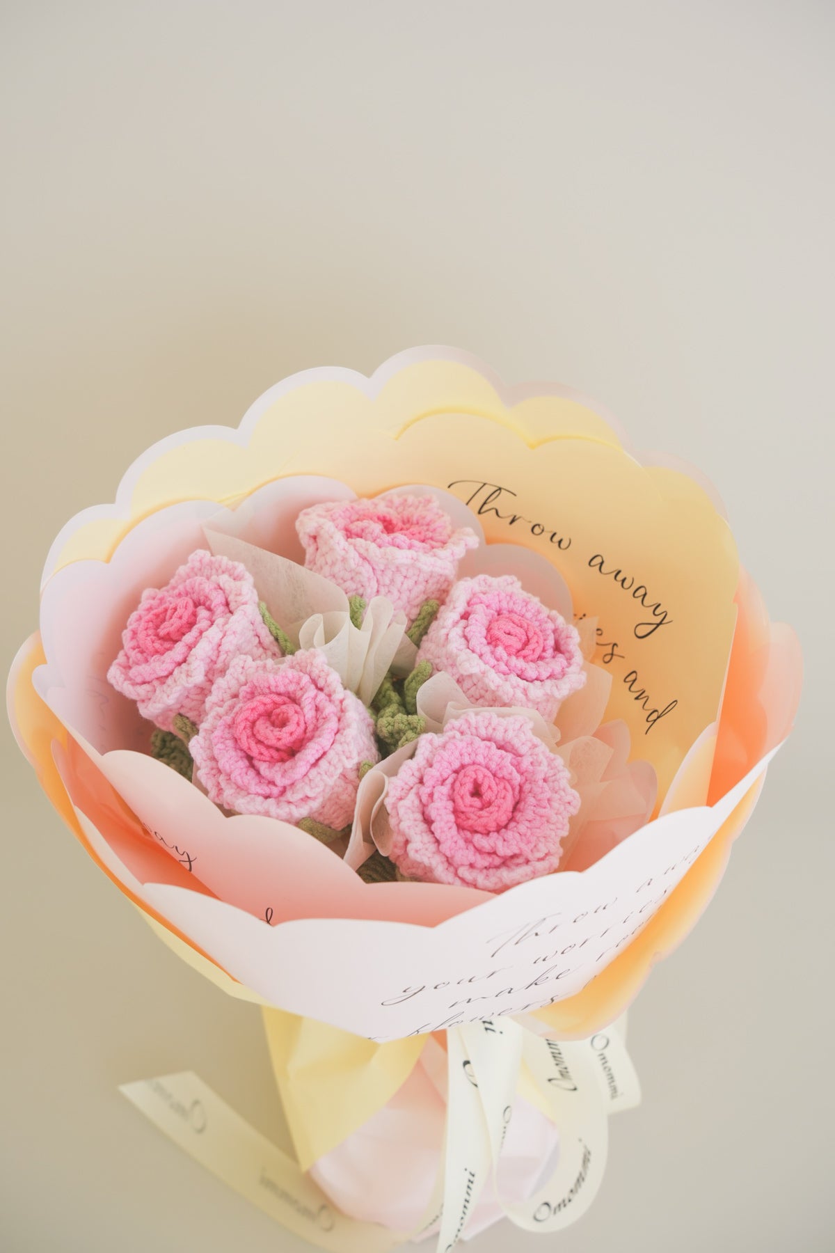 Roselle Rose Crochet Bouquet | Soft Pink Handmade Floral Gift