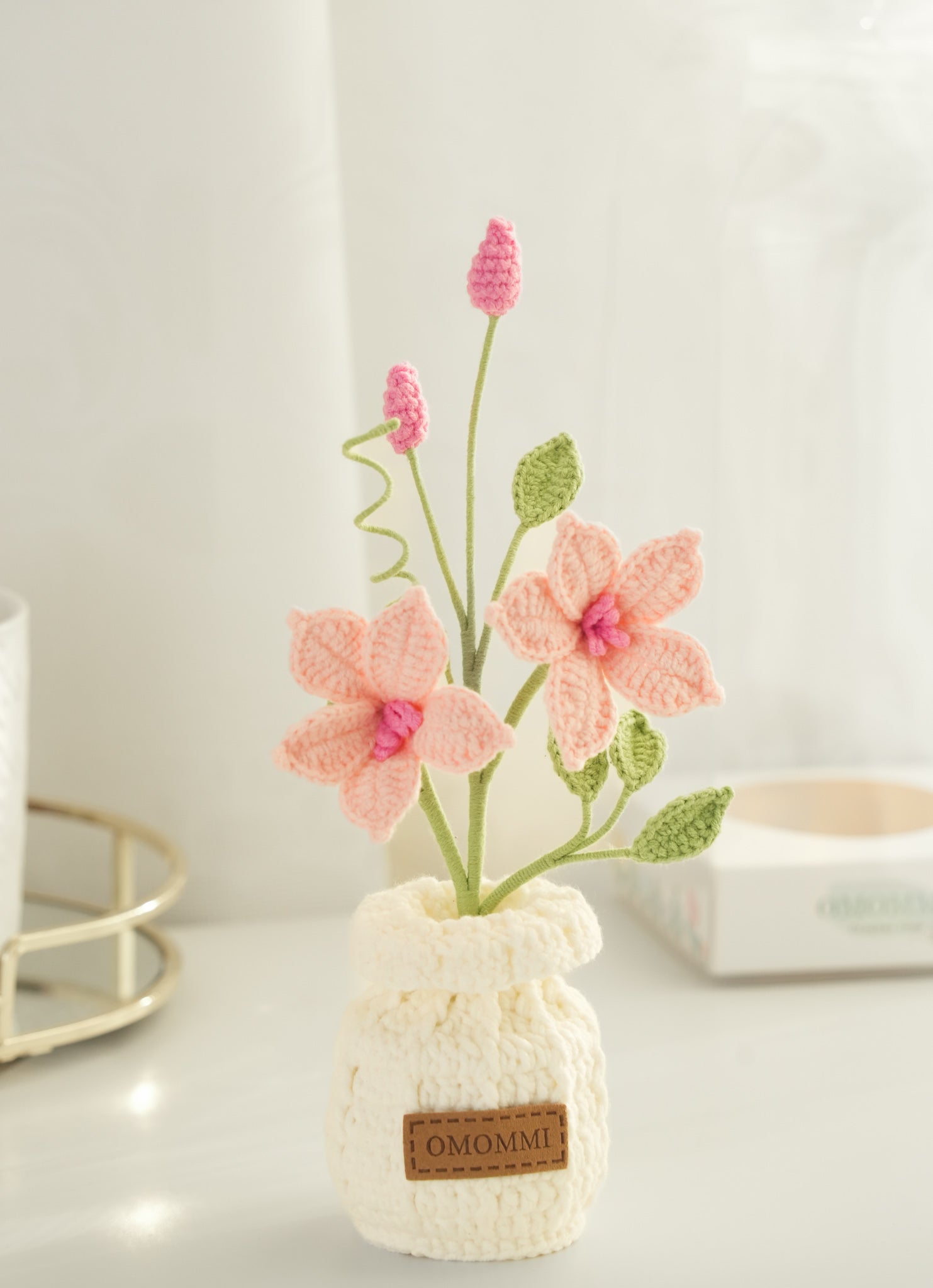Handmade Crochet Clematis Floral Pot