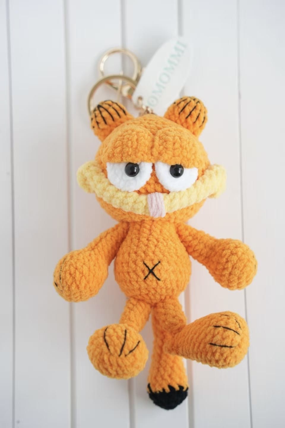 Handmade Crochet Orange Cat Keychain – Playful Character Bag Charm