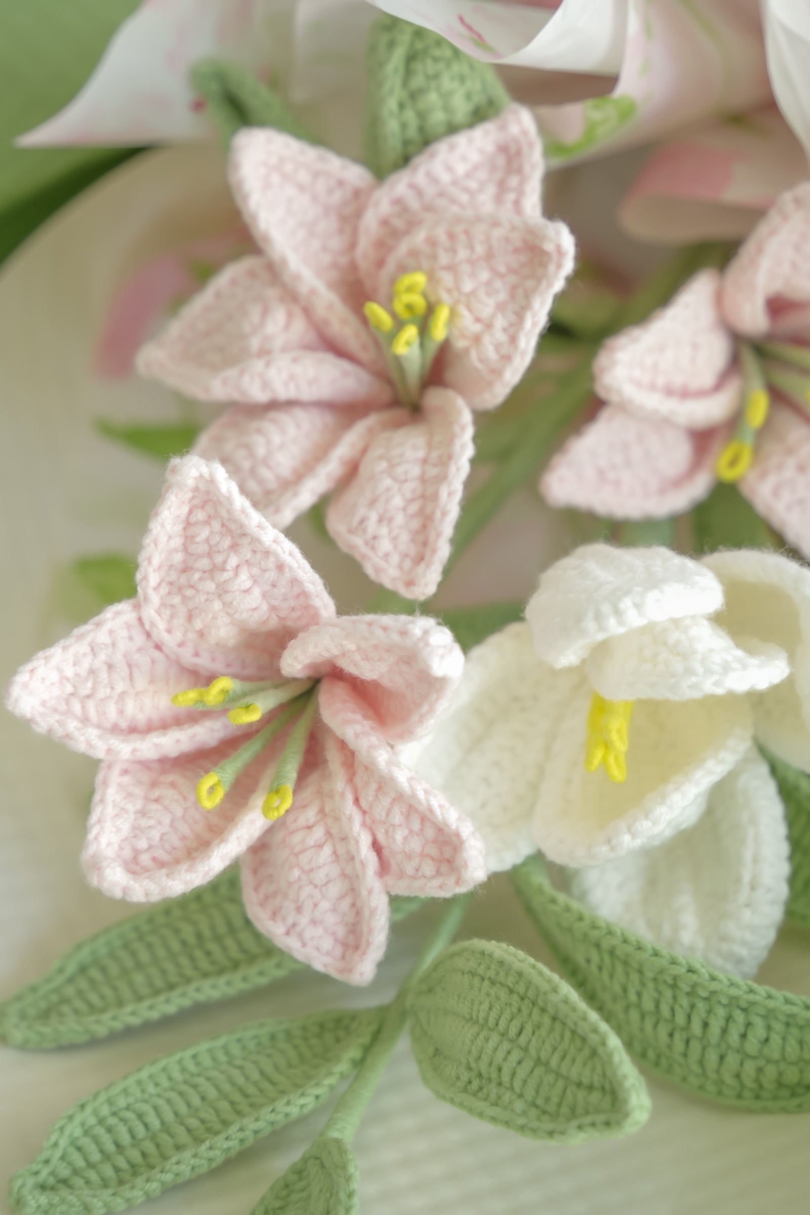 Handmade Crochet Pink Lily Bouquet | Forever Flower Gift | OMOMMI