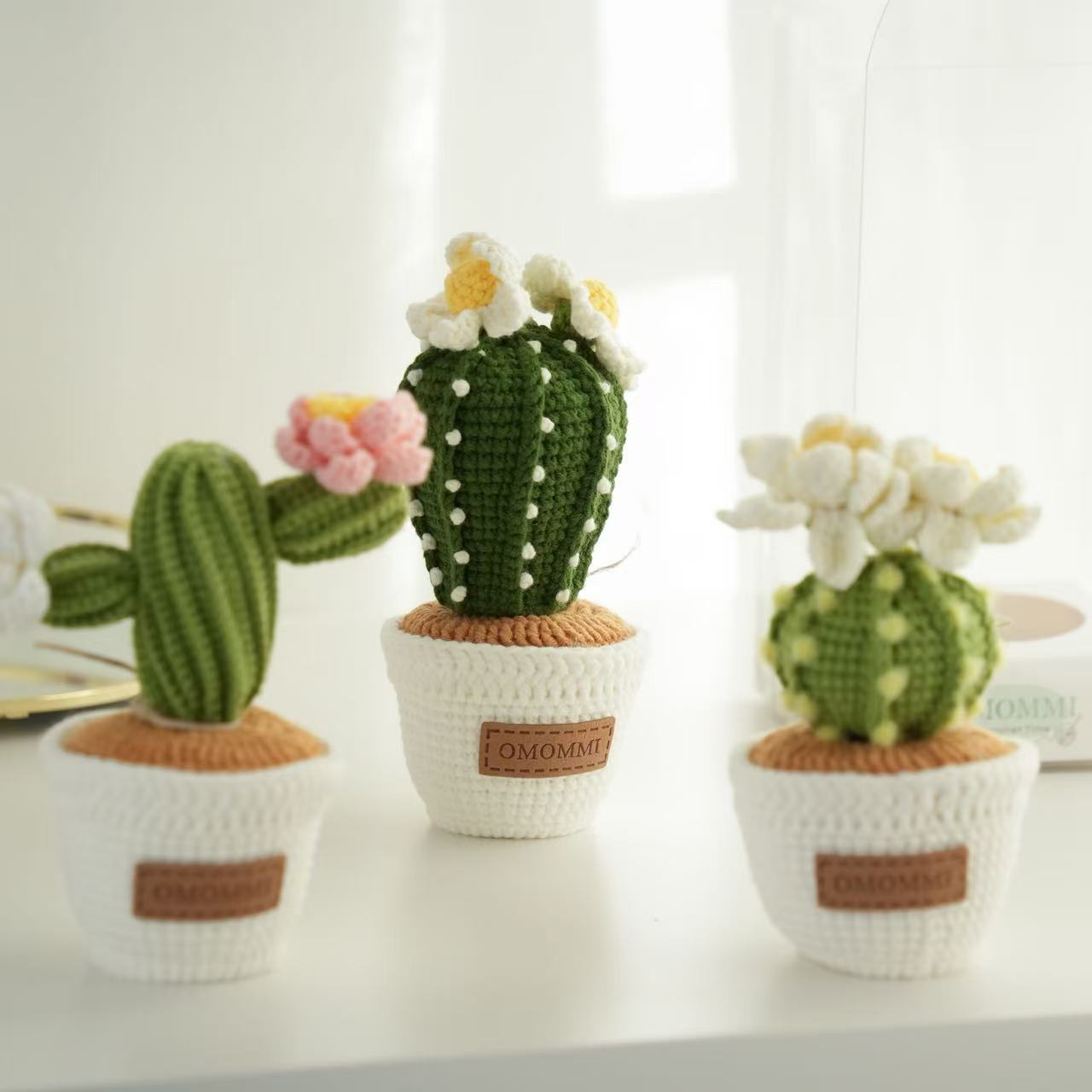 Handmade Crochet Cactus Potted Plant – Cute Desk Décor | Long-Lasting Crochet Succulent Gift by OMOMMI
