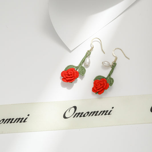 Red Twig Rose Earring