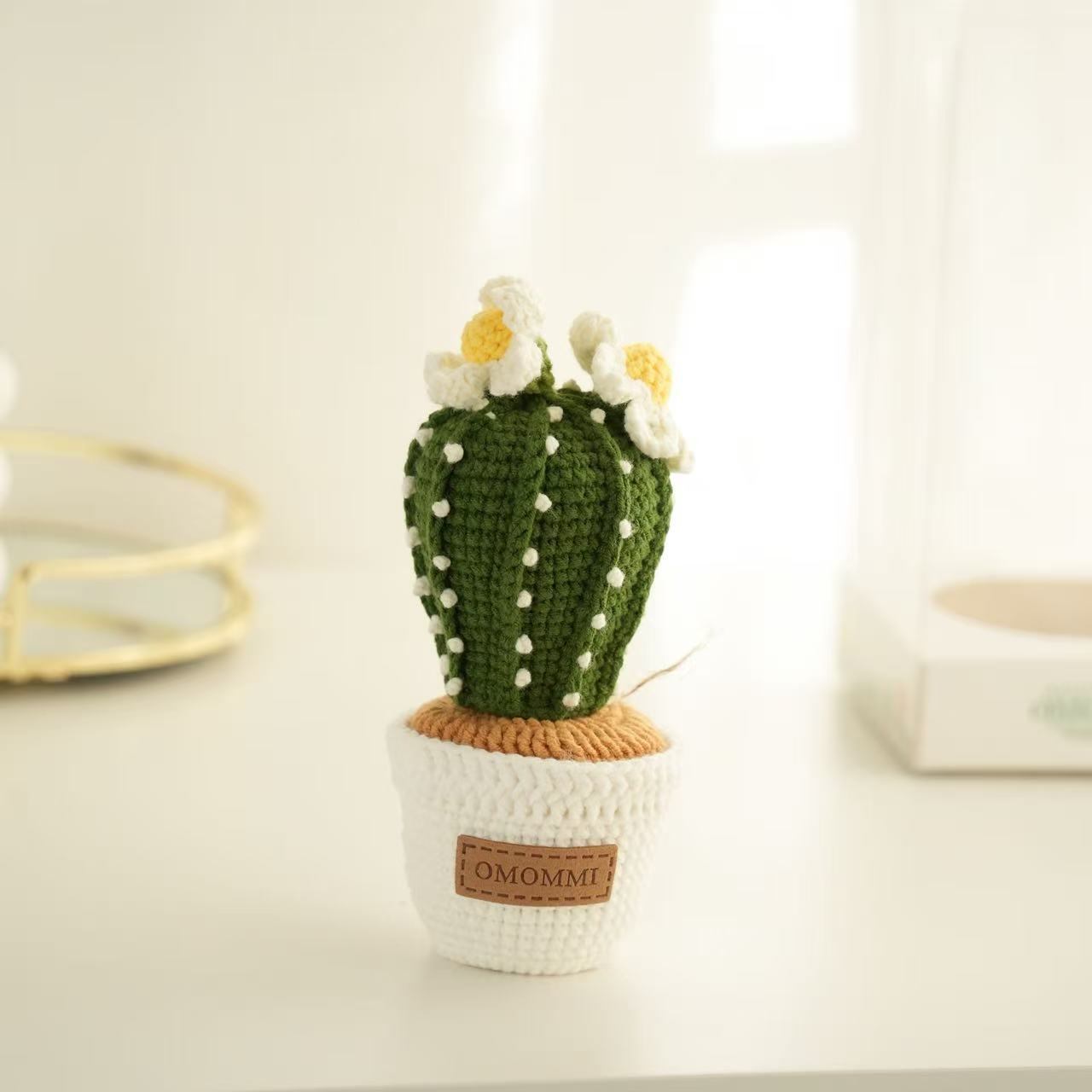 Handmade Crochet Cactus Potted Plant – Cute Desk Décor | Long-Lasting Crochet Succulent Gift by OMOMMI
